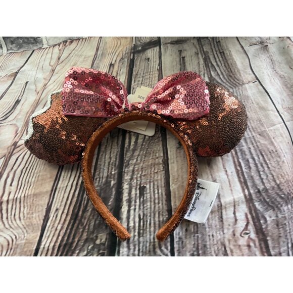Disney Parks Chocolate Mickey Mouse Ice Cream Bar Bow Sequin Ears Headband - Picture 1 of 4